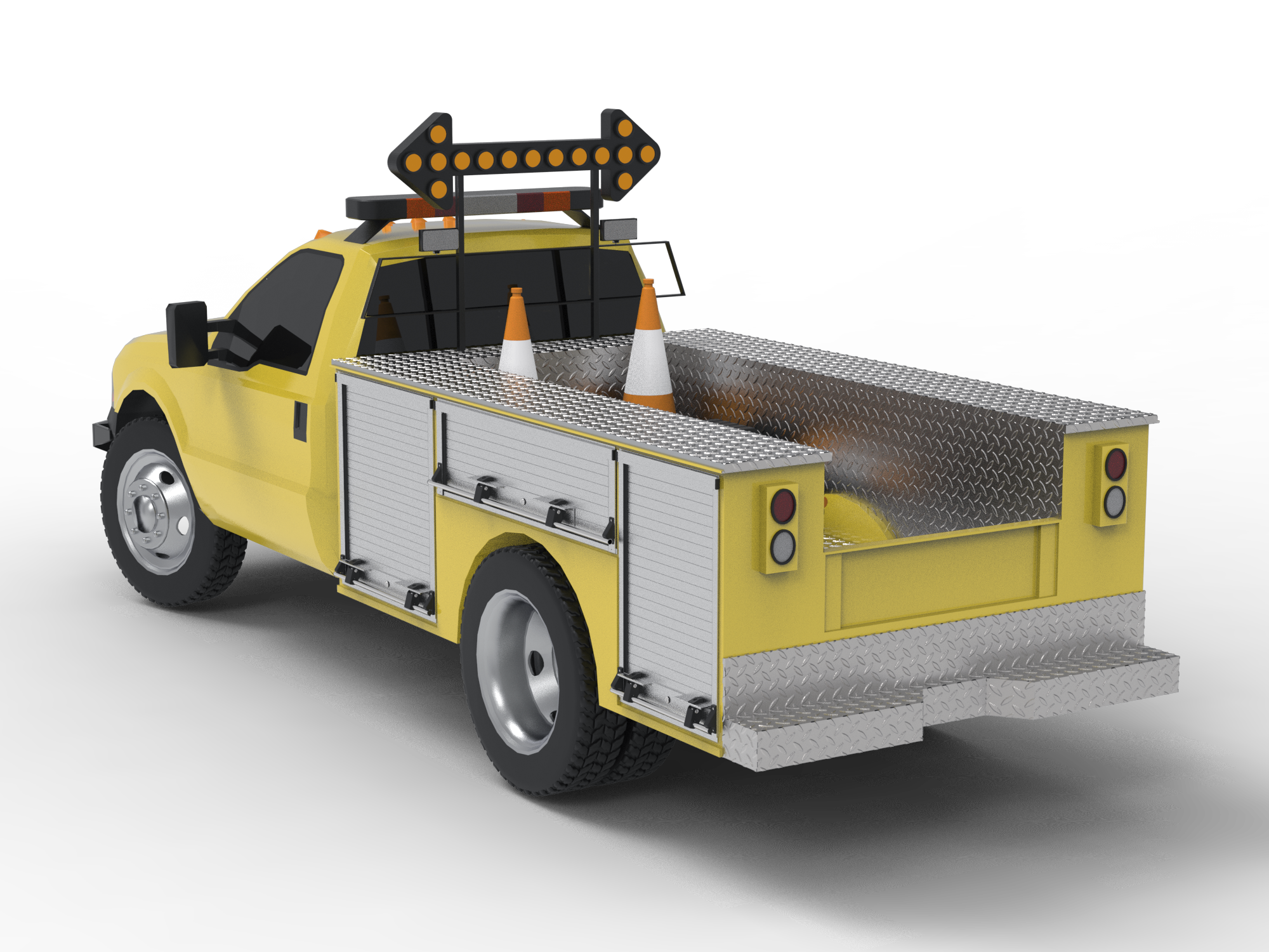 Work truck with roll-up doors